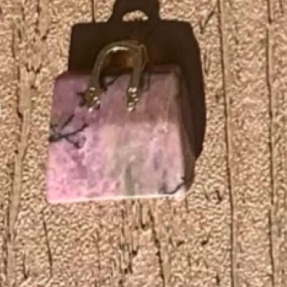 🆕RHODONITE JASPER GENUINE NATURAL STONE QUARTZ CARVED PURSE BAG TOTE CHARM #5